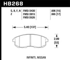 Hawk 03-04 G35/03-05 G35X/ 02-05 350z w/o Brembo HP+ Street Front Brake Pads (view 2)