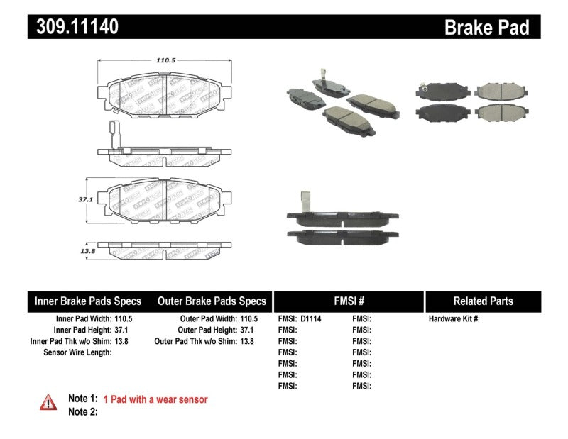StopTech Performance 08-10 WRX Rear Brake Pads (view 10)