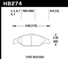 Hawk 96-10 Ford Mustang Blue 9012 Race Front Brake Pads