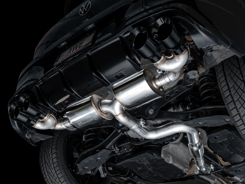 AWE Tuning MK8 Volkswagen Golf R 3in Touring Edition Quad Exhaust - Diamond Black Tips (view 10)
