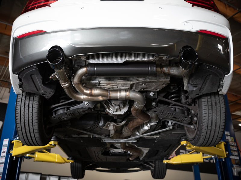 aFe MACHForce XP 3in to 2.5in 304 SS Axle-Back Exhaust w/ Polished Tips 14-16 BMW M235i (view 4)