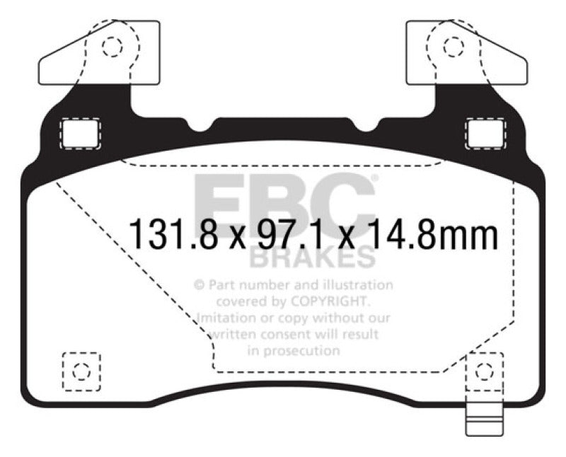 EBC 14+ Cadillac CTS Vsport 3.6 Twin Turbo Redstuff Front Brake Pads (view 4)