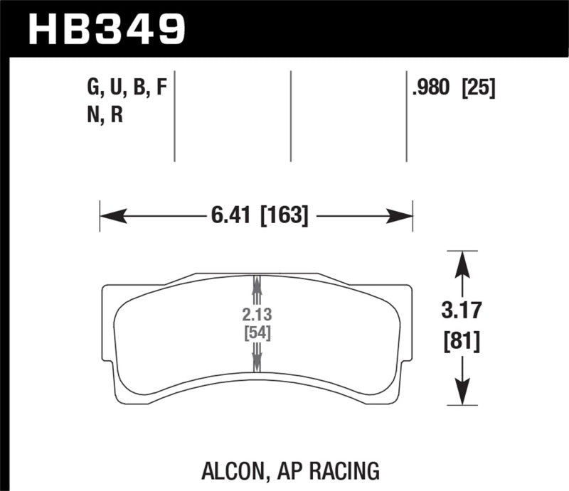 Hawk AP Racing/Alcon Acure/Honda DTC-70 Rear Race Brake Pads (view 2)