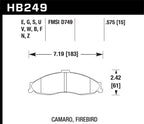 Hawk 1998-2002 Chevrolet Camaro SS 5.7 HPS 5.0 Front Brake Pads (view 2)