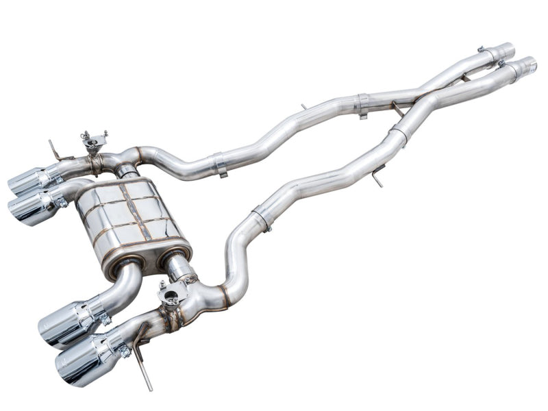 AWE Tuning SwitchPath Cat-Back Exhaust for BMW G8X M3/M4 - Chrome Silver Tips Main image