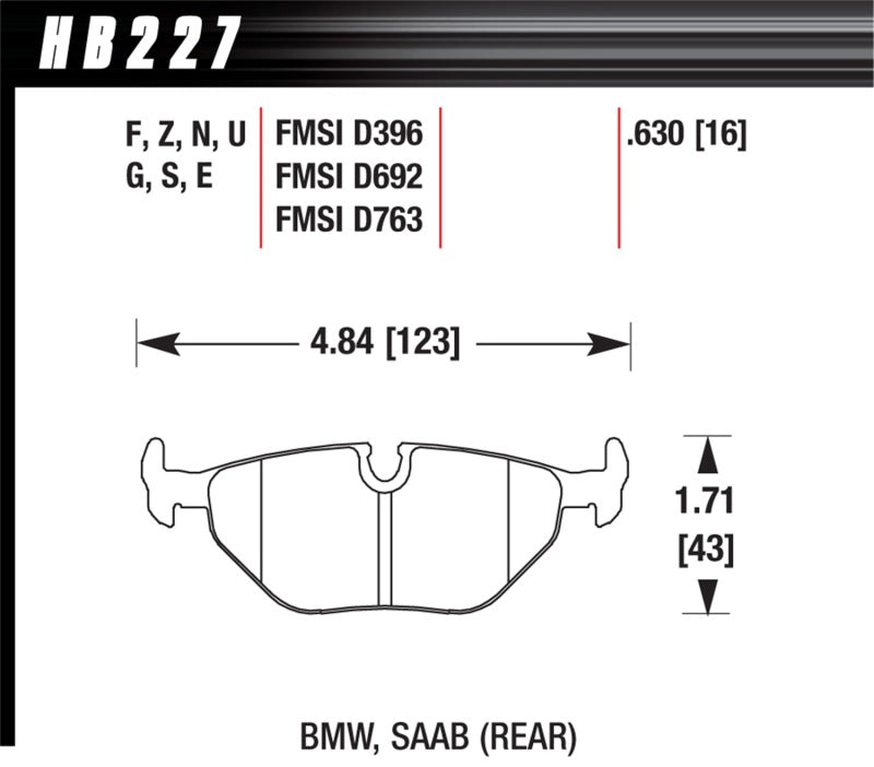 Hawk 95-99 BMW M3 E36 HP+ Street Rear Brake Pads (view 2)