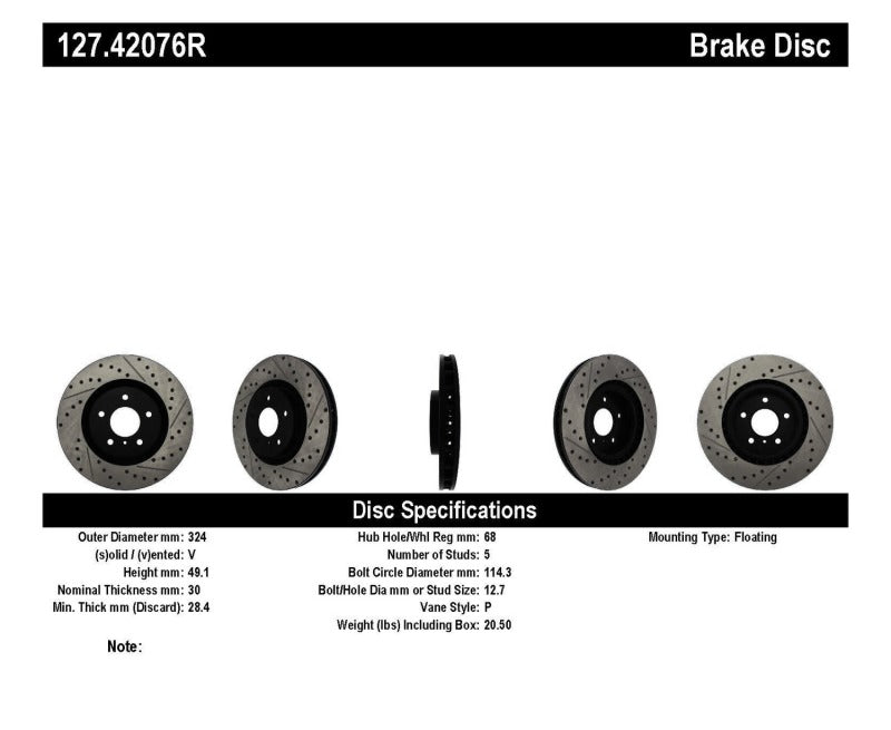 StopTech Slotted & Drilled Sport Brake Rotor (view 14)