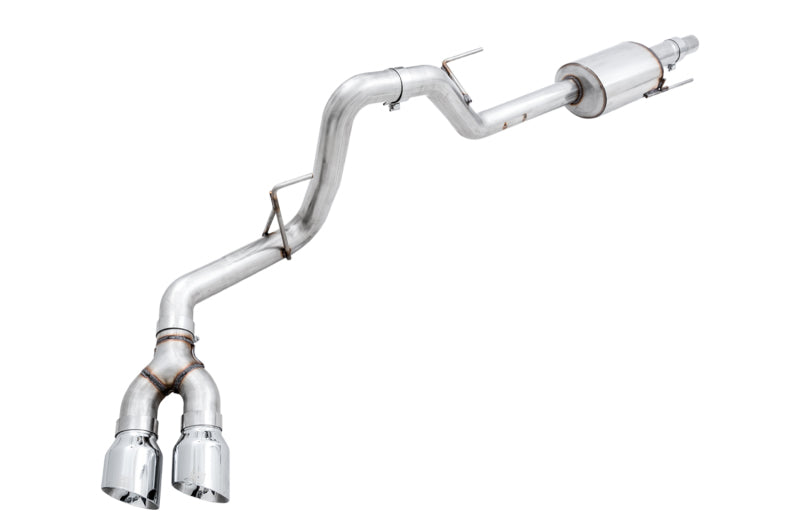 AWE Tuning 2015+ Ford F-150 0FG Single Exit Performance Exhaust System w/4.5in Chrome Silver Tips Main image