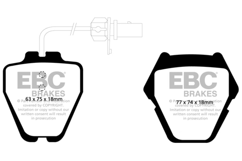 EBC 99-01 Audi A6 Quattro 2.7 Twin Turbo Sedan (8 Pad Set) Redstuff Front Brake Pads (view 5)