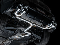 AWE Tuning MK8 Volkswagen Golf R 3in Track Edition Quad Exhaust - Chrome Silver Tips
