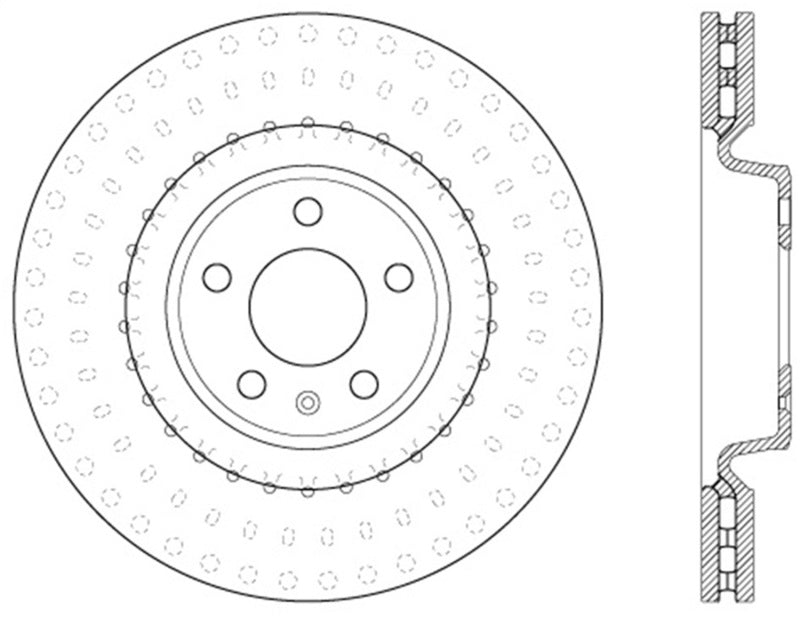 StopTech Power Slot 12 Audi A6 Quattro/11-12 A7 Quattro / 07/11-13 S4 Front Right Slotted Rotor (view 3)