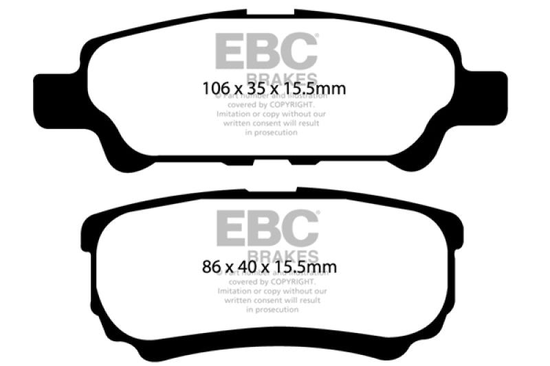 EBC 11-14 Chrysler 200 2.4 Ultimax2 Rear Brake Pads (view 5)