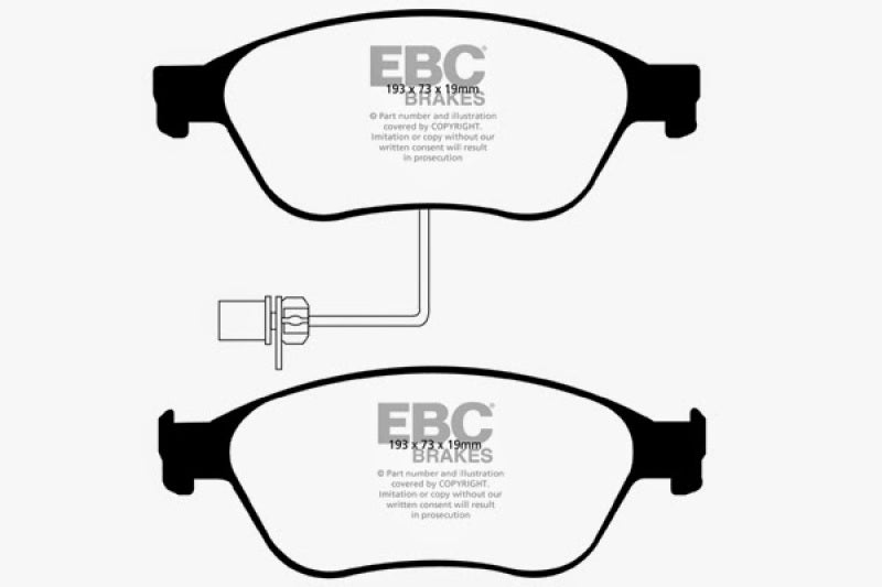 EBC 03-10 Audi A8 Quattro 4.2 Redstuff Front Brake Pads (view 5)