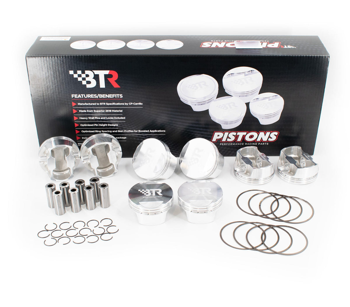 BTR CP PISTON & RING SET - GEN III HEMI - 4.095" BORE - 4.050" STROKE - 6.125" ROD - 3CC FLAT TOP - BTRCP-HEMI40951125-FT-8 Main image