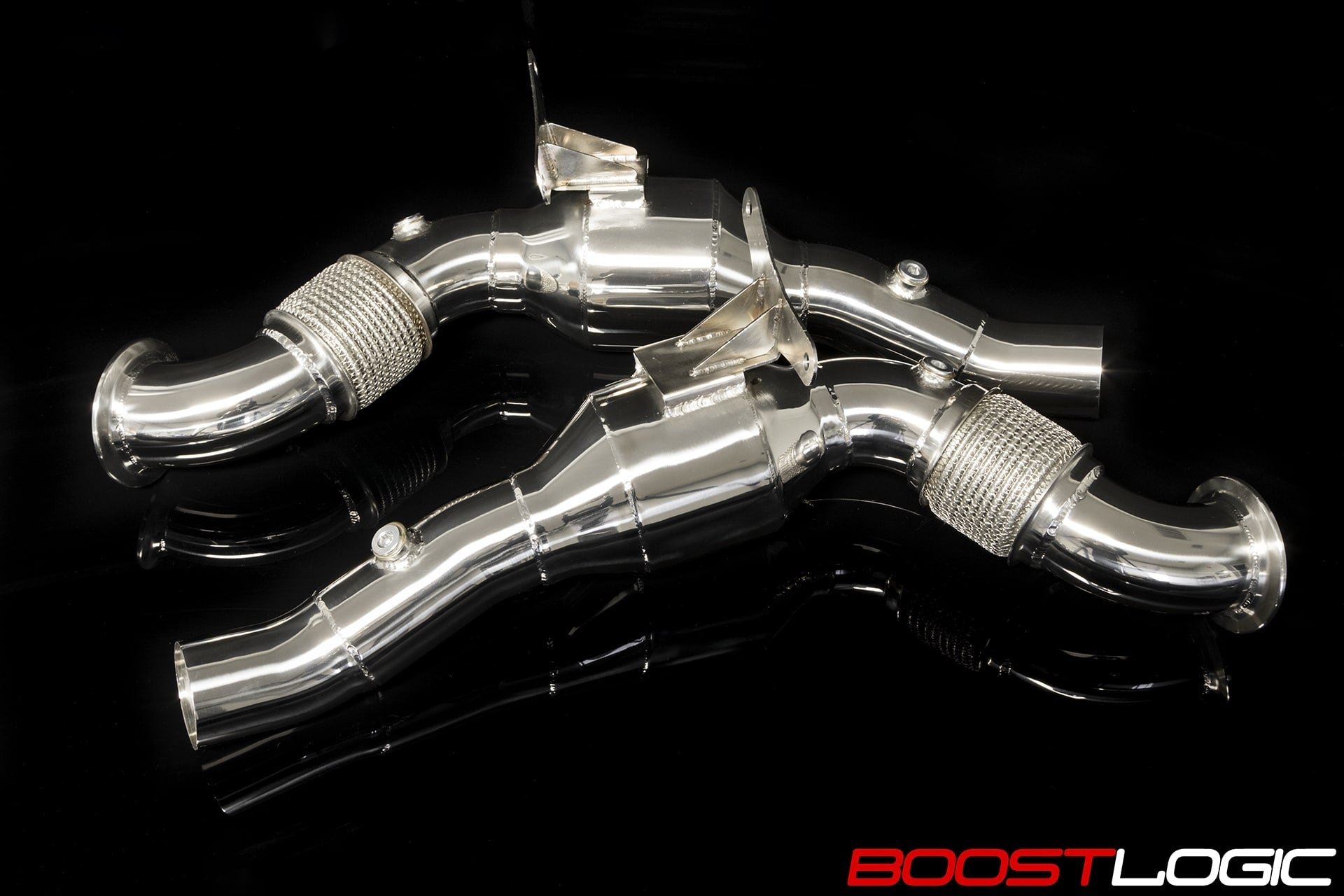 Boost Logic Ferrari 488 Stainless High Flow Downpipes Secondary image