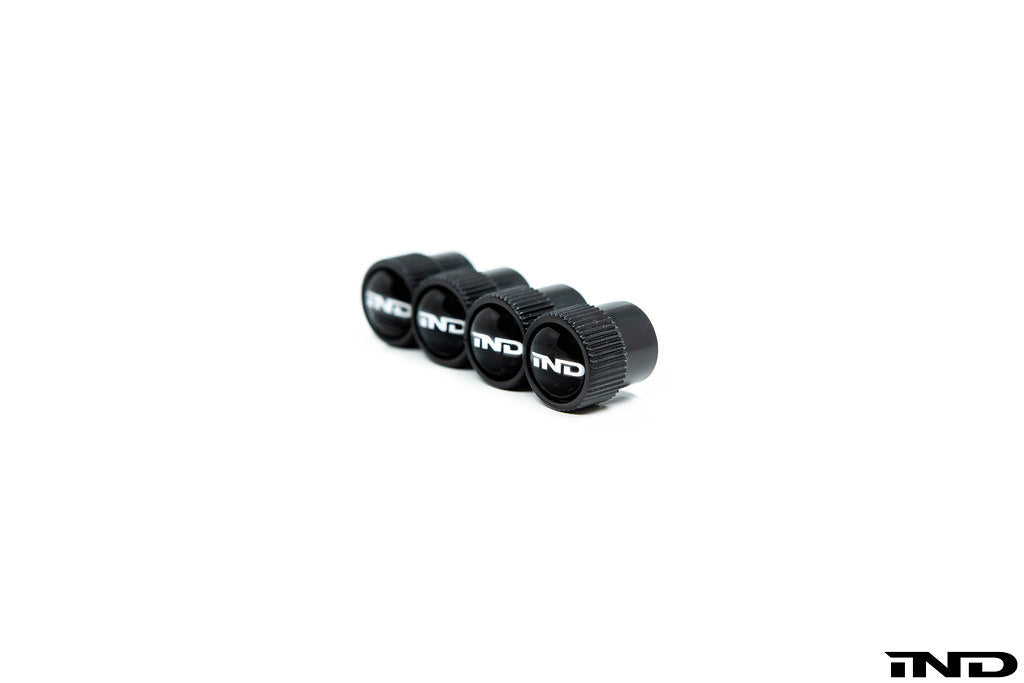 IND Logo Black Valve Stem Cap Set