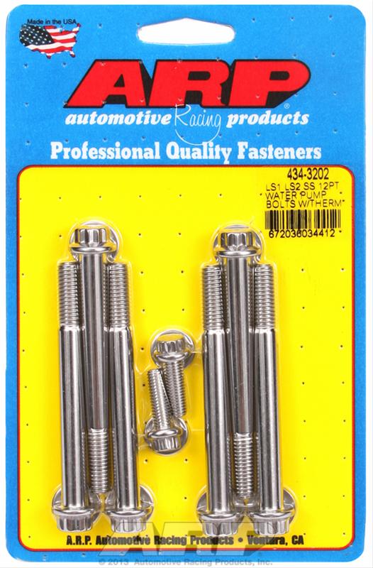ARP WATER PUMP BOLT KIT W/ THERMOSTAT BOLTS - LS - 12-POINT - STAINLESS - 434-3202