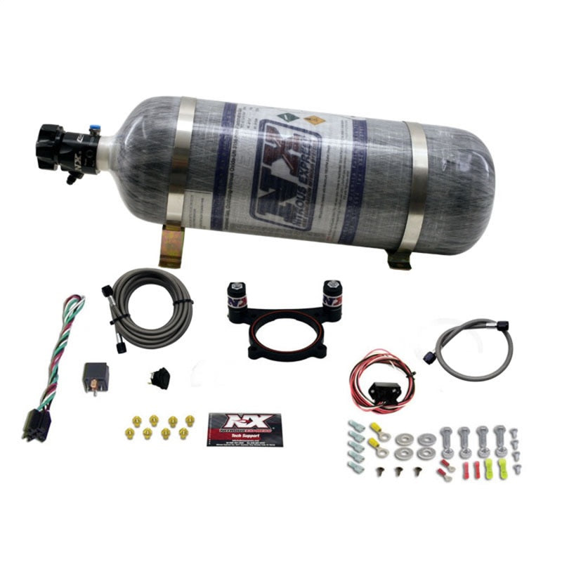 Nitrous Express 11-15 Ford Mustang GT 5.0L Coyote 4 Valve Nitrous Plate Kit (50-200HP) w/Comp Bottle Main image