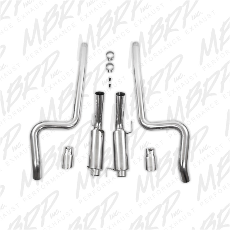 MBRP 05-09 Ford Shelby GT500 / GT Dual Split Rear Race Version, T409 4in Tips Exhaust System (view 4)