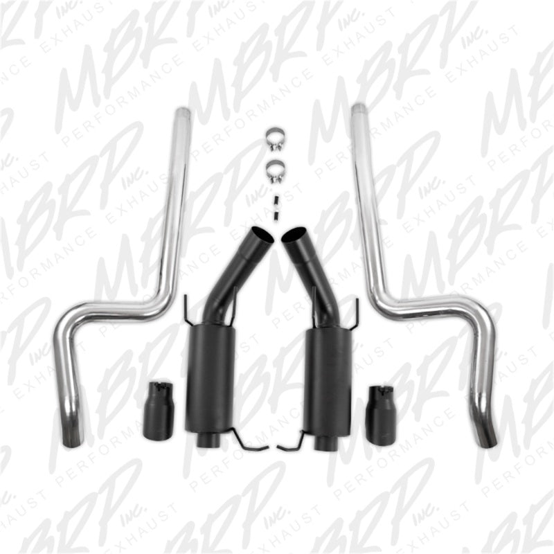 MBRP 11-14 Ford Mustang GT 5.0L 3in Cat Back Dual Split Rear Street Version 4in Tips - Black (view 4)