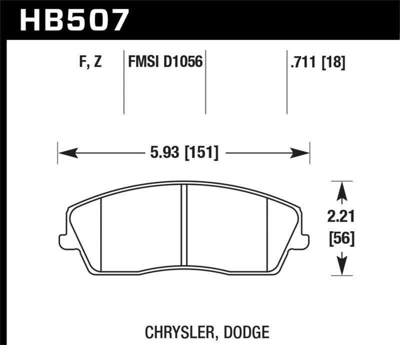 Hawk 09-10 Dodge Challenger SE/06-10 Charger SE/05-10 Chrysler 300 HPS Street Front Brake Pads Main image