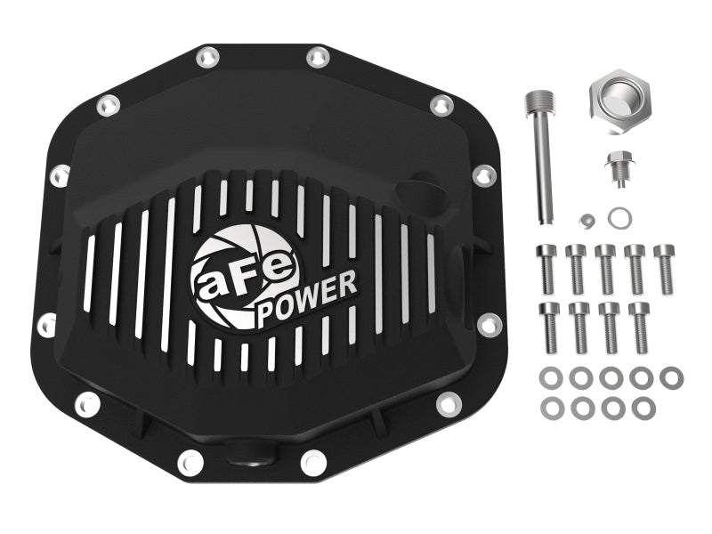 aFe POWER 21-22 Ram 1500 TRX Hemi V8 6.2L (sc) PRO Series Rear Differential Cover Black w/ Machined (view 2)