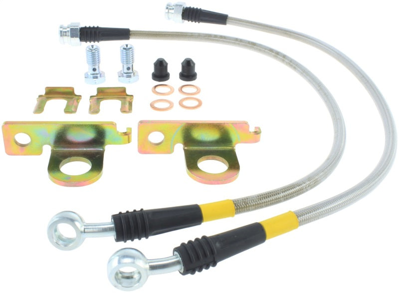 StopTech 04-08 Cadillac STS / 05-08 14-15 Chevrolet Corvette Stainless Steel Rear Brake Lines Main image