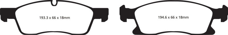 EBC 11+ Dodge Durango 3.6 Yellowstuff Front Brake Pads (view 2)
