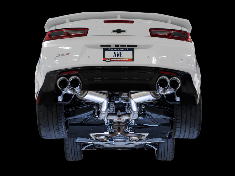 AWE Tuning 16-19 Chevrolet Camaro SS Axle-Back Exhaust - Touring Edition (Quad Chrome Silver Tips) (view 2)