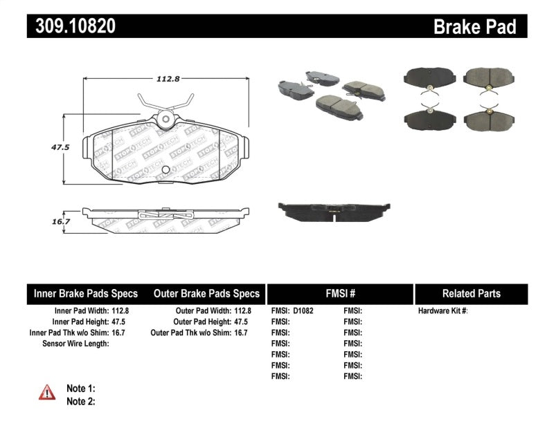 StopTech Performance 05-09 Ford Mustang Cobra/Mach 1 V6/GT / 10 Shelby/Shelby GT Rear Brake Pads Main image