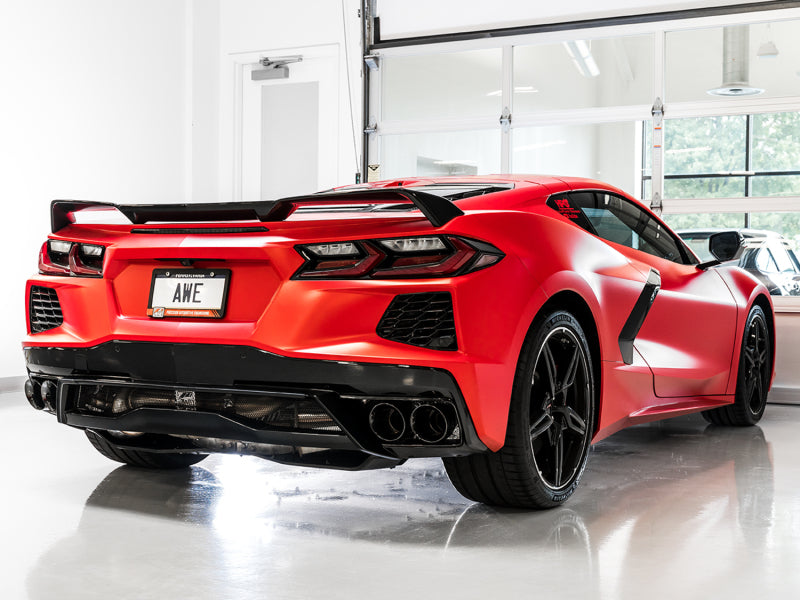 AWE Tuning 2020 Chevrolet Corvette (C8) Touring Edition Exhaust - Quad Diamond Black Tips (view 3)
