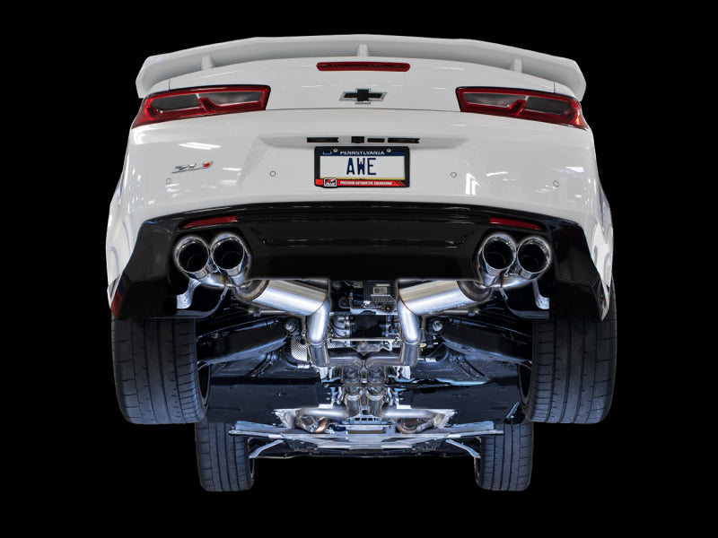 AWE Tuning 16-19 Chevy Camaro SS Res Cat-Back Exhaust -Touring Edition (Quad Chrome Silver Tips) (view 2)