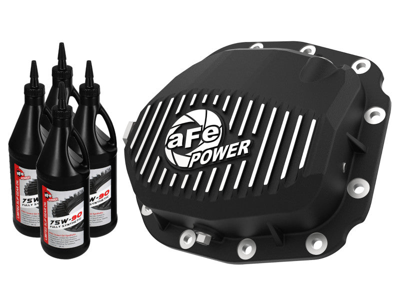 aFe Rear Differential Cover (Black Machined; Pro Series); 15-19 Ford F-150 V6-2.7L (t) (12-Bolt) Main image