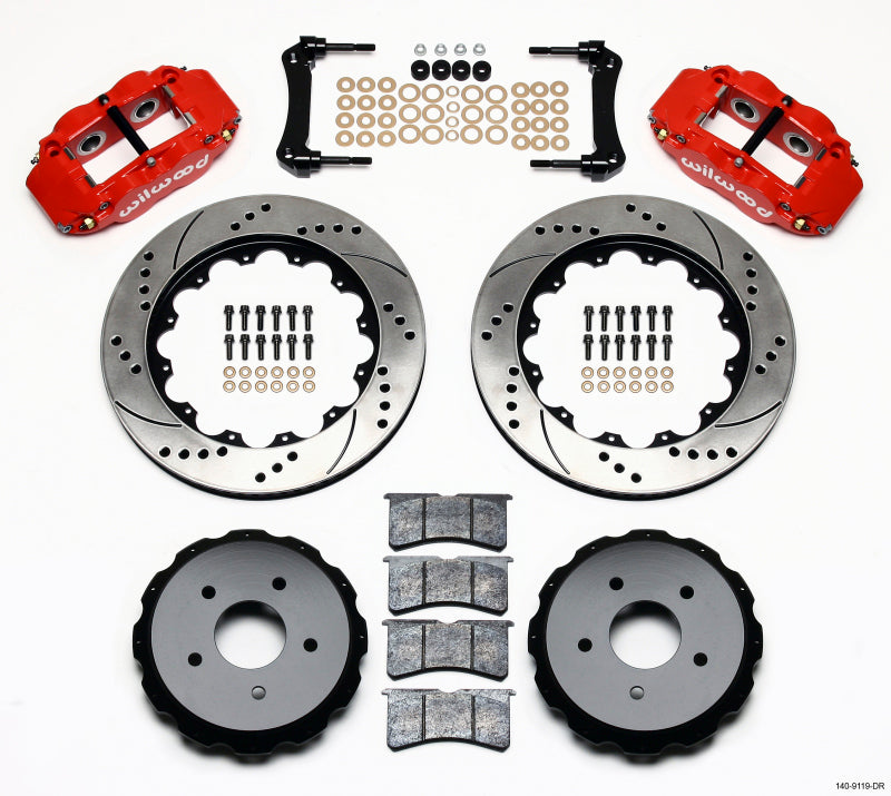 Wilwood Narrow Superlite 4R Rear Kit 14.00in Drill Red 97-04 Corvette C5/Z06 05-13 C6 Main image