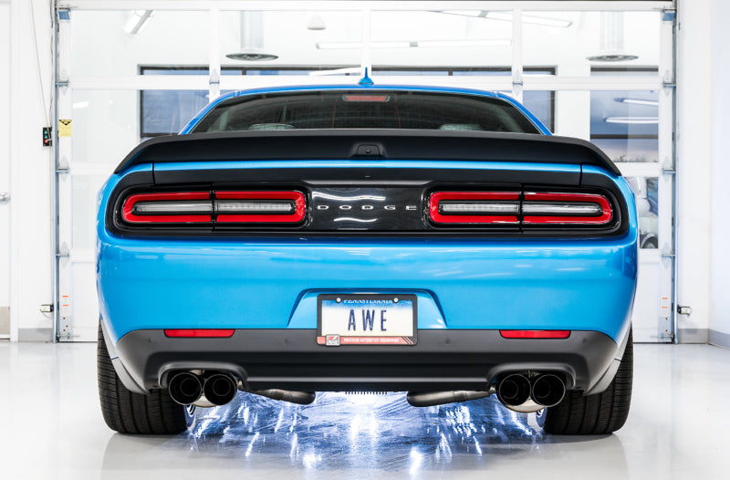 AWE Tuning 2015+ Dodge Challenger 6.4L/6.2L Non-Resonated Touring Edition Exhaust - Quad Black Tips (view 2)