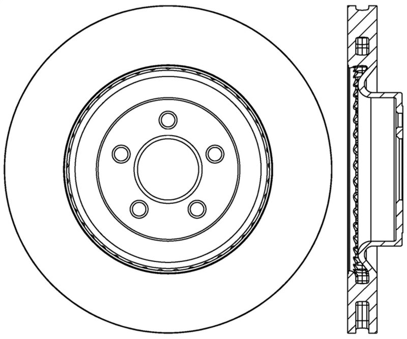 StopTech 2015 Ford Mustang GT w/ Brembo Brakes Right Front Slotted Brake Rotor Main image