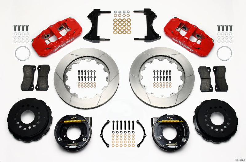 Wilwood AERO4 Rear P-Brake Kit 14.00in Red 2005-2014 Mustang Main image