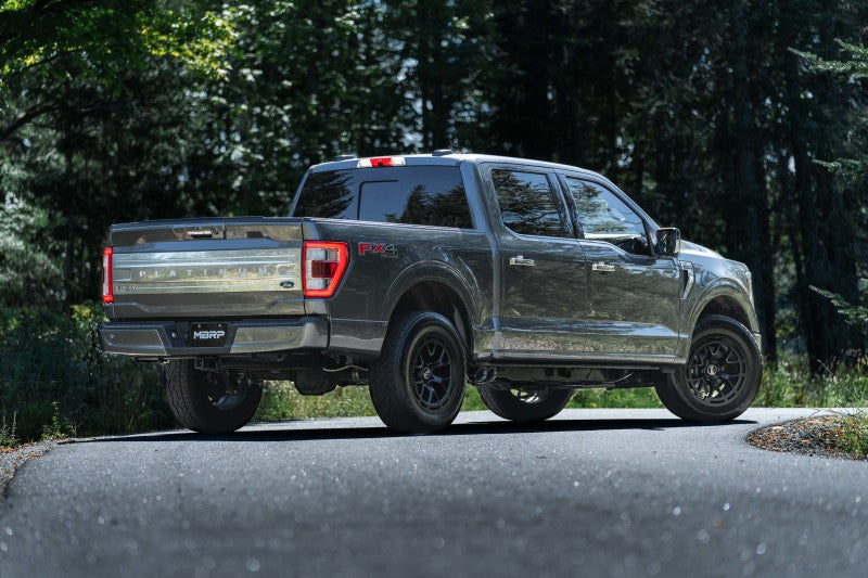 MBRP 2021+ Ford F150 Black Coated Dual Pre-Axle (Street Profile) 2.5in OD Tips 3in Cat Back Exhaust (view 3)
