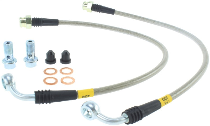 StopTech 14-17 Chevrolet Corvette Stainless Steel Front Brake Lines Main image