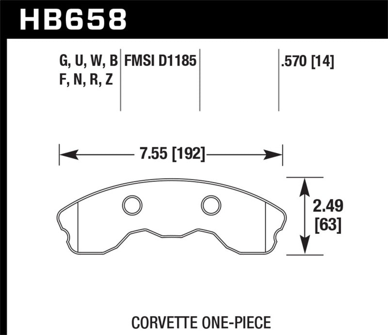 Hawk 06-10 Chevy Corvette (Improved Pad Design) Front HPS Street Brake Pads Main image