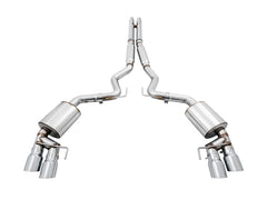 AWE Tuning 2018+ Ford Mustang GT (S550) Cat-Back Exhaust - Touring Edition (Quad Chrome Silver Tips)