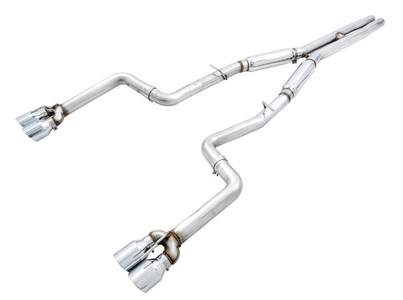 AWE Tuning 2015+ Dodge Challenger 6.4L/6.2L SC Track Edition Exhaust - Quad Chrome Silver Tips Main image