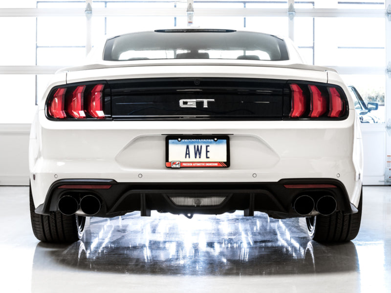 AWE Tuning 2018+ Ford Mustang GT (S550) Cat-Back Exhaust - Touring Edition (Quad Diamond Black Tips) (view 2)