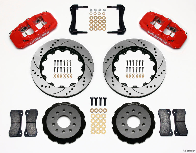 Wilwood AERO6 Front Hat Kit 14.00 Drilled Red 2005-2014 Mustang Main image