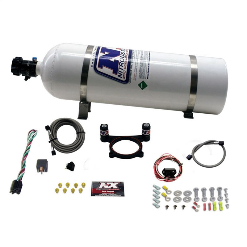 Nitrous Express 11-15 Ford Mustang GT 5.0L Coyote 4 Valve Nitrous Plate Kit (50-200HP) w/15lb Bottle Main image