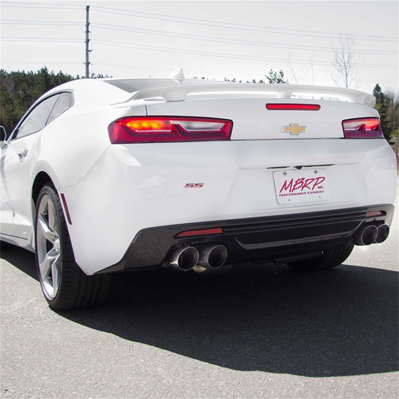 MBRP 2016 Chevy Camaro V8 6.2L 6spd 3in T409 Race Dual Cat Back w/ 4.5in Quad Dual Wall Tips (view 3)
