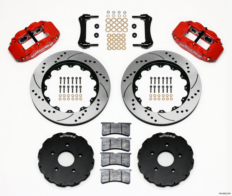Wilwood Narrow Superlite 6R Front Hat Kit 14.00in Drill Red 2005-up Corvette C6 Main image