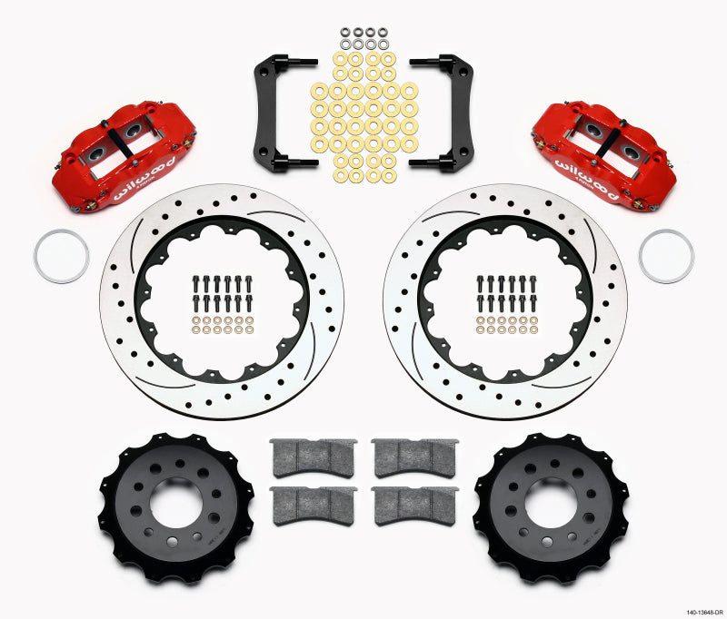 Wilwood Narrow Superlite 4R Rear Kit 14.00in Drilled Red Morrison Multilink IRS (10-15 Camaro Based) Main image