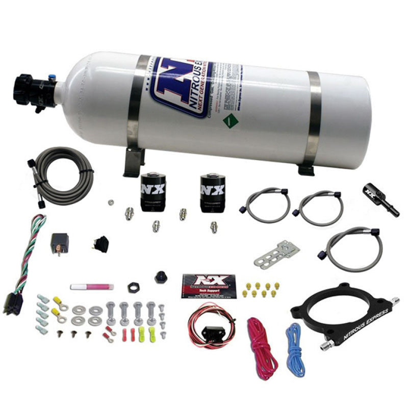 Nitrous Express 11-15 Ford Mustang GT 5.0L High Output Nitrous Plate Kit (50-250HP) w/15lb Bottle Main image