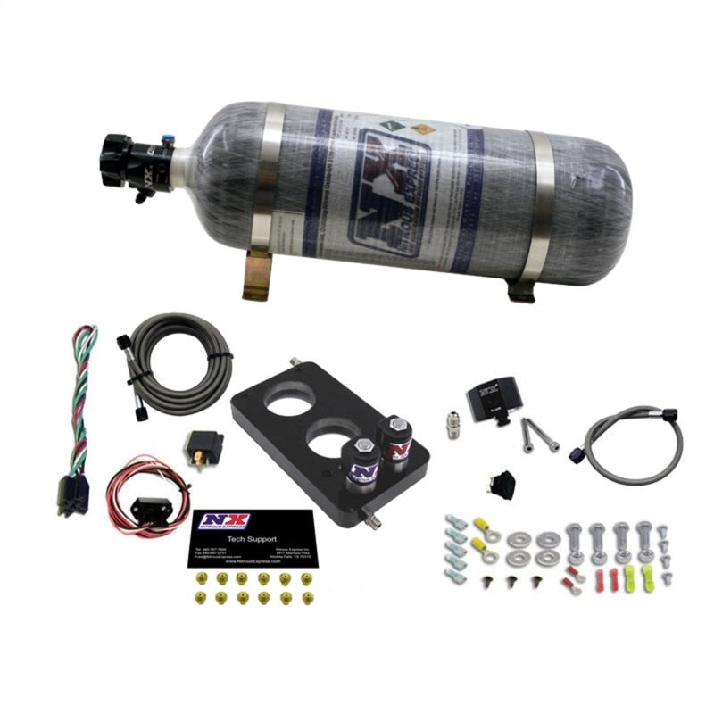 Nitrous Express 05-10 Ford Mustang 4.6L 3 Valve Nitrous Plate Kit (50-150HP) w/12lb Bottle Main image
